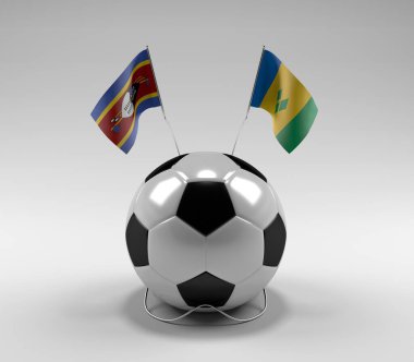 Svaziland - Saint-Vincent-and-the-Grenadines Futbol Bayrakları, Beyaz Arkaplan - 3D Render