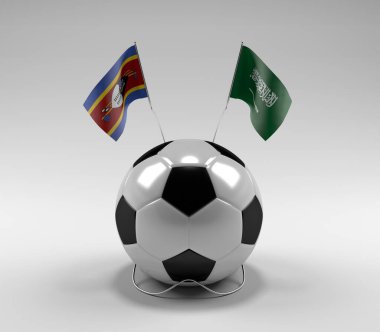 Svaziland - Suudi Arabistan Futbol Bayrakları, Beyaz Arkaplan - 3D Render