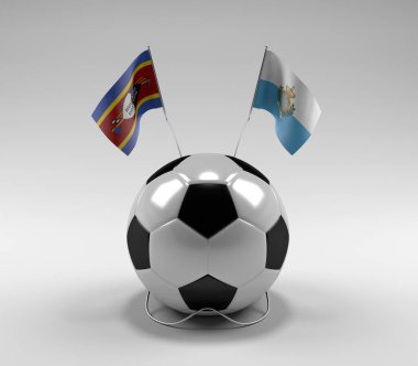 Svaziland - San-Marino Futbol Bayrakları, Beyaz Arkaplan - 3D Render