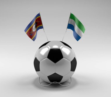 Svaziland - Sierra-Leone Futbol Bayrakları, Beyaz Arkaplan - 3D Render