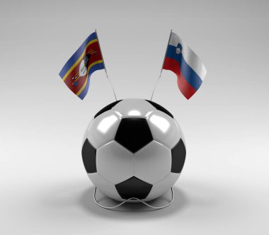 Svaziland - Slovenya Futbol Bayrakları, Beyaz Arkaplan - 3D Render