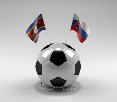 Svaziland - Slovakya Futbol Bayrakları, Beyaz Arkaplan - 3D Render