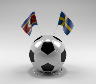Svaziland - İsveç Futbol Bayrakları, Beyaz Arkaplan - 3D Render