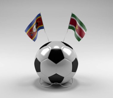Svaziland - Surinam Futbol Bayrakları, Beyaz Arkaplan - 3D Render