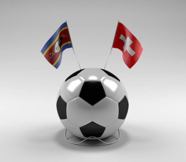 Svaziland - İsviçre Futbol Bayrakları, Beyaz Arkaplan - 3D Render