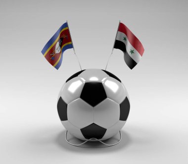 Svaziland - Suriye Futbol Bayrakları, Beyaz Arkaplan - 3D Render