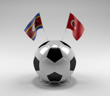 Svaziland - Türkiye Futbol Bayrakları, Beyaz Arkaplan - 3D Render