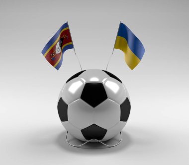Svaziland - Ukrayna Futbol Bayrakları, Beyaz Arkaplan - 3D Render