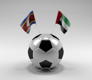 Svaziland - Birleşik Arap-Emirlikleri Futbol Bayrakları, Beyaz Arkaplan - 3D Render