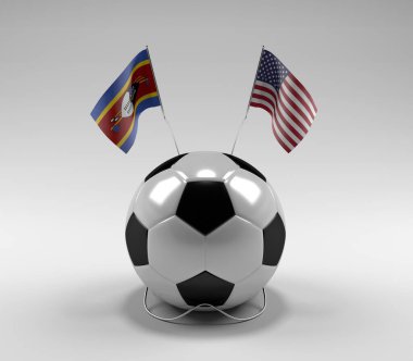 Svaziland - Amerika Birleşik Devletleri Futbol Bayrakları, Beyaz Arkaplan - 3D Render