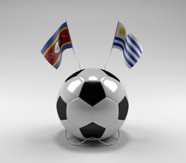 Svaziland - Uruguay Futbol Bayrakları, Beyaz Arkaplan - 3D Render