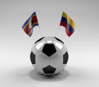 Svaziland - Venezuela Futbol Bayrakları, Beyaz Arkaplan - 3D Render