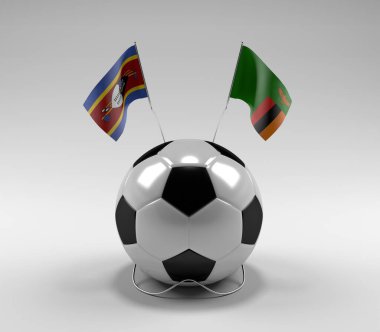 Svaziland - Zambiya Futbol Bayrakları, Beyaz Arkaplan - 3D Render