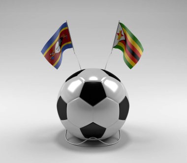 Svaziland - Zimbabwe Futbol Bayrakları, Beyaz Arkaplan - 3D Render