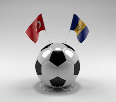 Türkiye - Barbados Futbol Bayrakları, Beyaz Arkaplan - 3D Hazırlama
