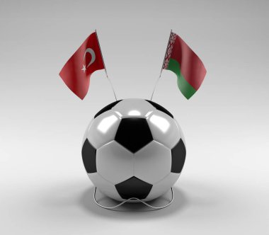 Türkiye - Beyaz Futbol Bayrakları, Beyaz Arkaplan - 3D Render