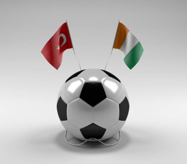 Türkiye - Cote-D-Fildişi Futbol Bayrakları, Beyaz Arkaplan - 3D Yapılandırma