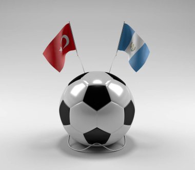 Türkiye - Guatemala Futbol Bayrakları, Beyaz Arkaplan - 3D Render