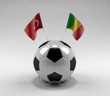 Türkiye - Mali Futbol Bayrakları, Beyaz Arkaplan - 3D Hazırlama