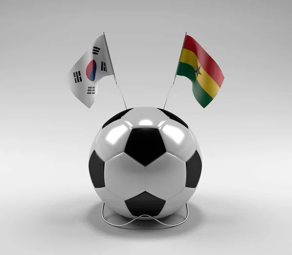 South Korea Ghana Football Flags White Background Render — Stock Photo, Image