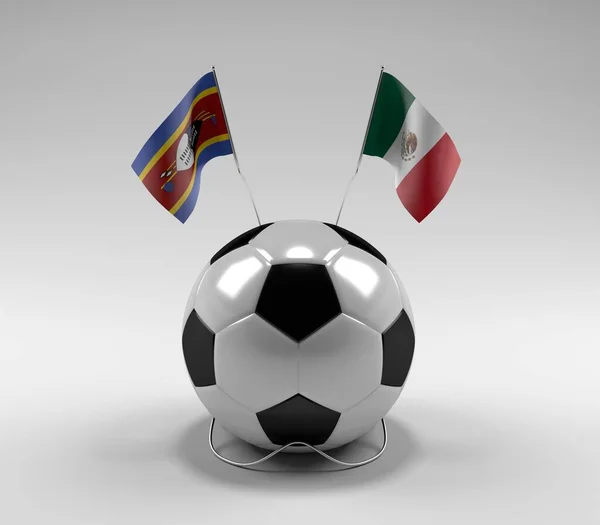 Swaziland Mexico Voetbal Vlaggen Witte Achtergrond Render — Stockfoto