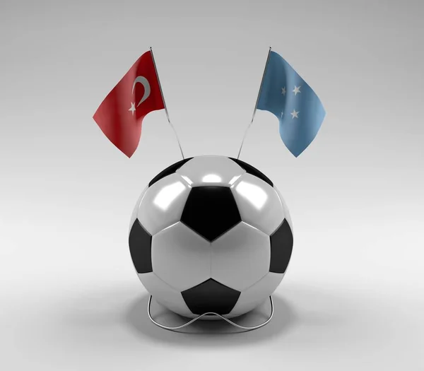 Turchia Bandiere Calcio Della Micronesia Sfondo Bianco Render — Foto Stock