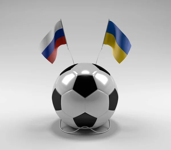 Russia Ukraine Football Flags White Background Render — Stock Photo, Image
