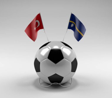 Türkiye - Nauru Futbol Bayrakları, Beyaz Arkaplan - 3D Render