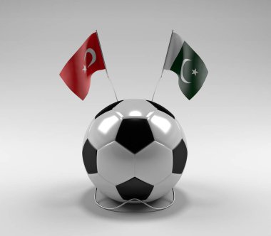 Türkiye - Pakistan Futbol Bayrakları, Beyaz Arkaplan - 3D Hazırlama