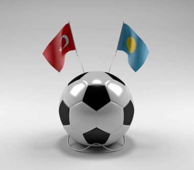 Türkiye - Palau Futbol Bayrakları, Beyaz Arkaplan - 3D Render
