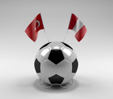 Türkiye - Peru Futbol Bayrakları, Beyaz Arkaplan - 3D Hazırlama