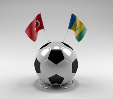 Türkiye - Saint-Vincent-and-the-Grenadines Futbol Bayrakları, Beyaz Arkaplan - 3D Render