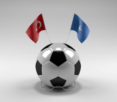 Türkiye - Somali Futbol Bayrakları, Beyaz Arkaplan - 3D Yapılandırma