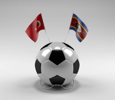 Türkiye - Svaziland Futbol Bayrakları, Beyaz Arkaplan - 3D Render