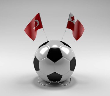 Türkiye - Tonga Futbol Bayrakları, Beyaz Arkaplan - 3D Hazırlama