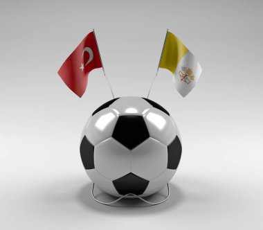 Türkiye - Vatikan-Şehir Futbol Bayrakları, Beyaz Arkaplan - 3D Render
