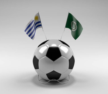 Uruguay - Arap Ligi Futbol Bayrakları, Beyaz Arkaplan - 3D Render
