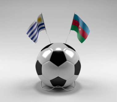 Uruguay - Azerbaycan Futbol Bayrakları, Beyaz Arkaplan - 3D Render
