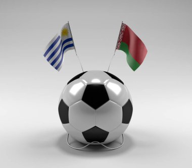 Uruguay - Beyaz Futbol Bayrakları, Beyaz Arkaplan - 3D Render