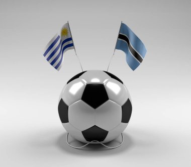 Uruguay - Botswana Futbol Bayrakları, Beyaz Arkaplan - 3D Render