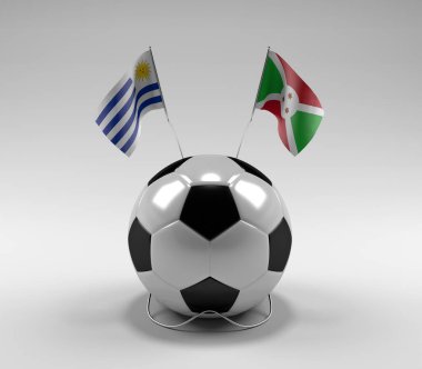 Uruguay - Burundi Futbol Bayrakları, Beyaz Arkaplan - 3D Render