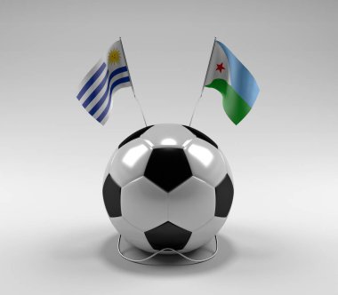 Uruguay - Cibuti Futbol Bayrakları, Beyaz Arkaplan - 3D Render