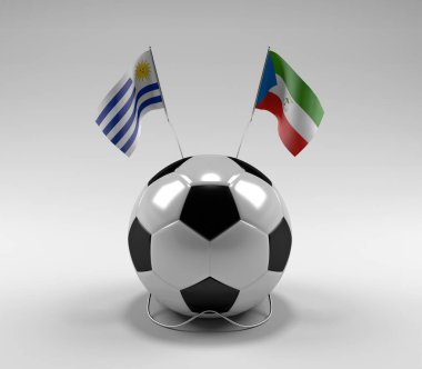 Uruguay - Ekvator-Gine Futbol Bayrakları, Beyaz Arkaplan - 3D Render
