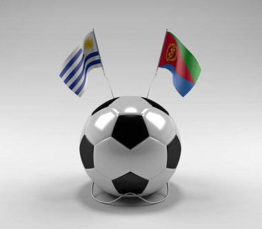 Uruguay - Eritre Futbol Bayrakları, Beyaz Arkaplan - 3D Render