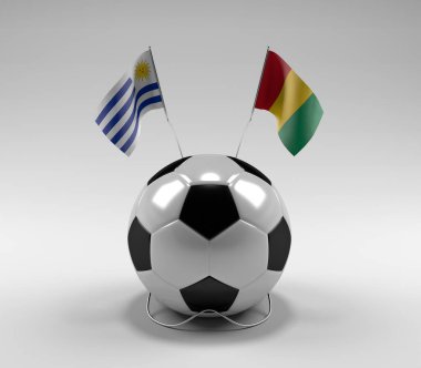 Uruguay - Gine Futbol Bayrakları, Beyaz Arkaplan - 3D Render