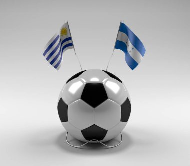 Uruguay - Honduras Futbol Bayrakları, Beyaz Arkaplan - 3D Render