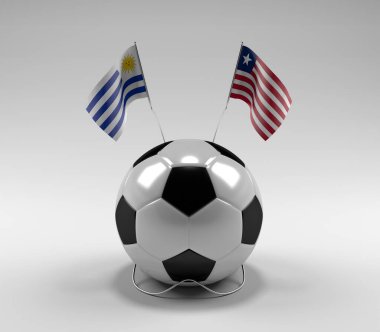 Uruguay - Liberya Futbol Bayrakları, Beyaz Arkaplan - 3D Render