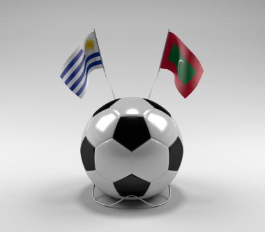 Uruguay - Maldivler Futbol Bayrakları, Beyaz Arkaplan - 3D Render