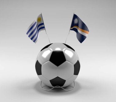 Uruguay - Marshall Adaları Futbol Bayrakları, Beyaz Arkaplan - 3D Render