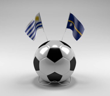 Uruguay - Nauru Futbol Bayrakları, Beyaz Arkaplan - 3D Render